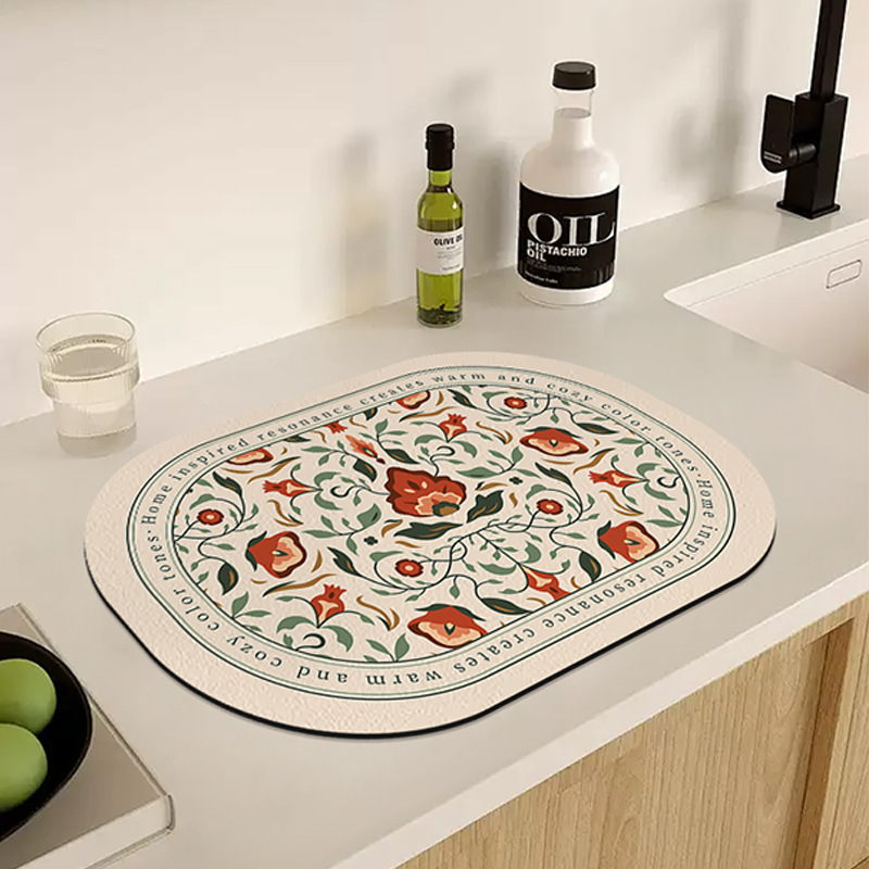 Bar Mat Rubber - コーヒーバーマット コーヒーメーカーマット 食器乾燥マット 防水ゴム裏地付き 超吸収性ラグ