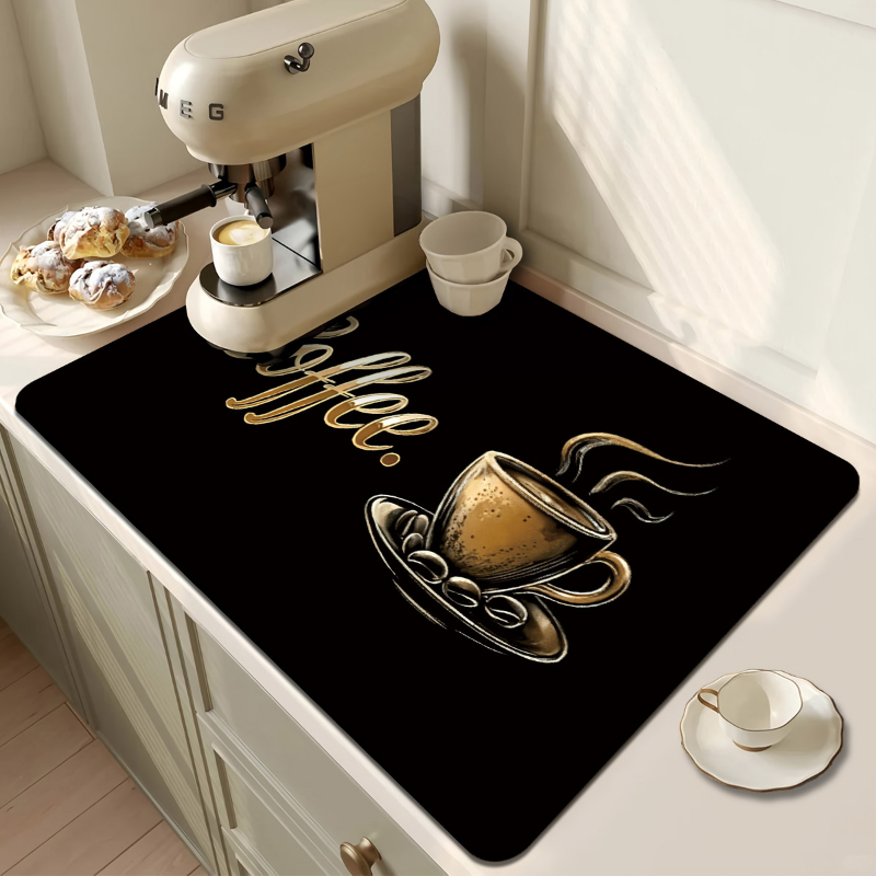 オーケー、でもまずはコーヒーを。キッチン排水マット、コーヒー - Bar Mat Rubber のレビューと価格